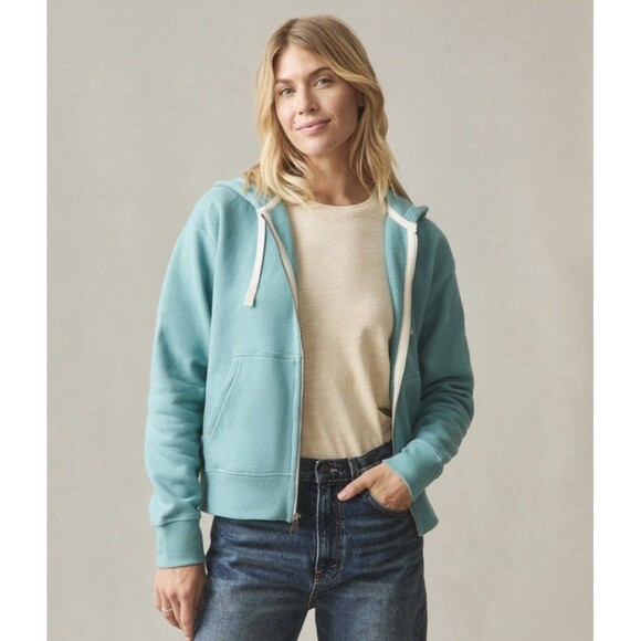 American Giant Hoodie Womens M Teal Midweight Full Zip USA Pockets Casual NEW - Picture 2 of 8